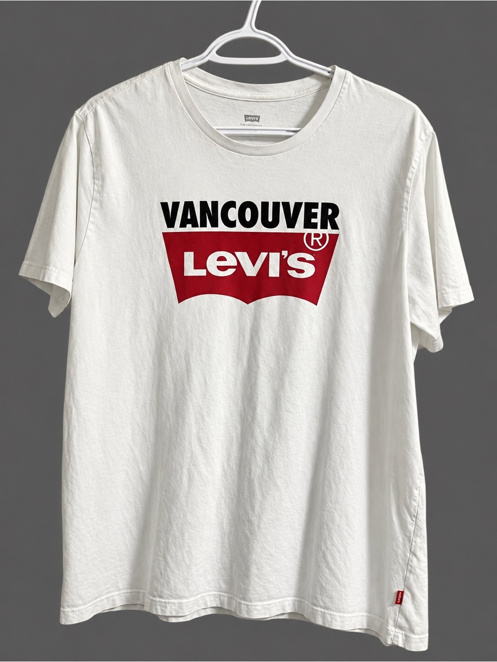 Levi's White Short Sleeve Tee with Red Logo - Vancouver Graphic